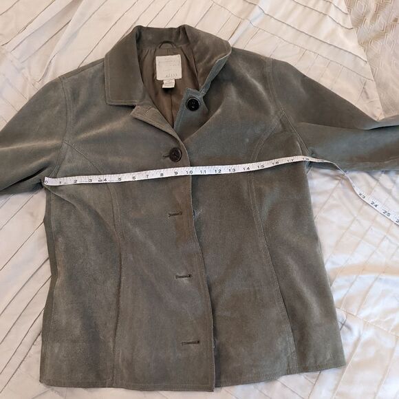 J. Jill sage green suede button down short jacket sz xs euc - Picture 4 of 5